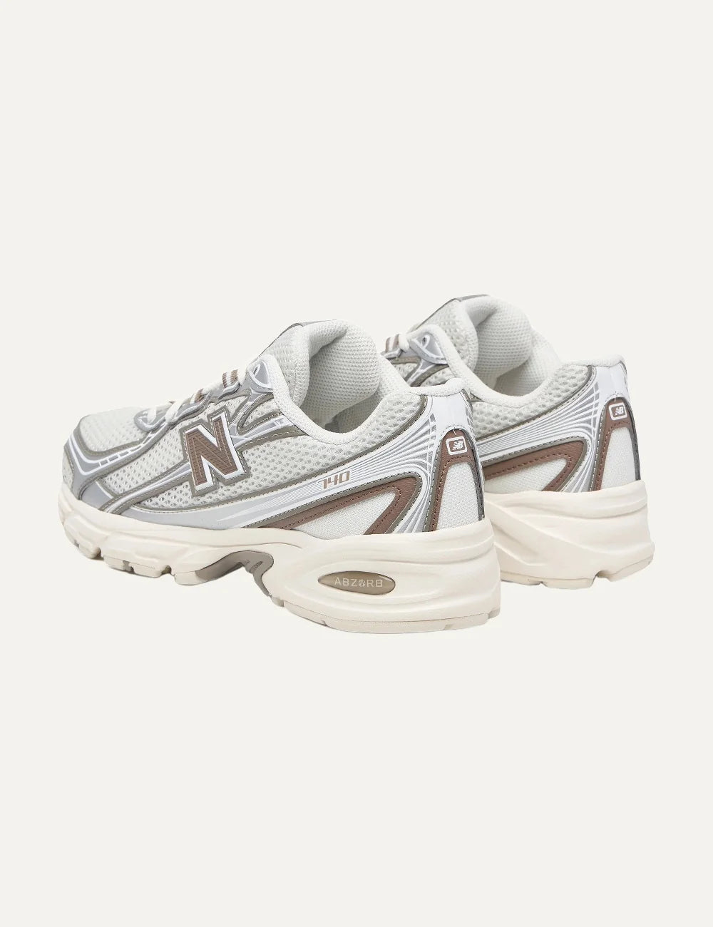 New Balance unisex cream grey mesh sneakers back