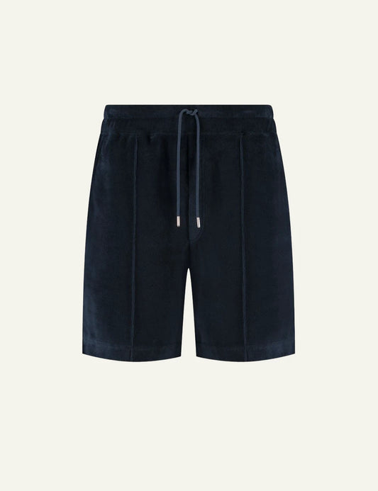 Aurelien terry leisure shorts navy front flat view