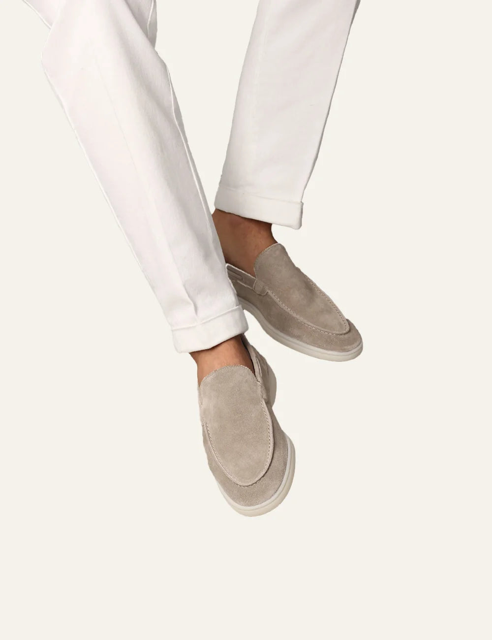 Aurelien Yacht loafers suede light grey model view