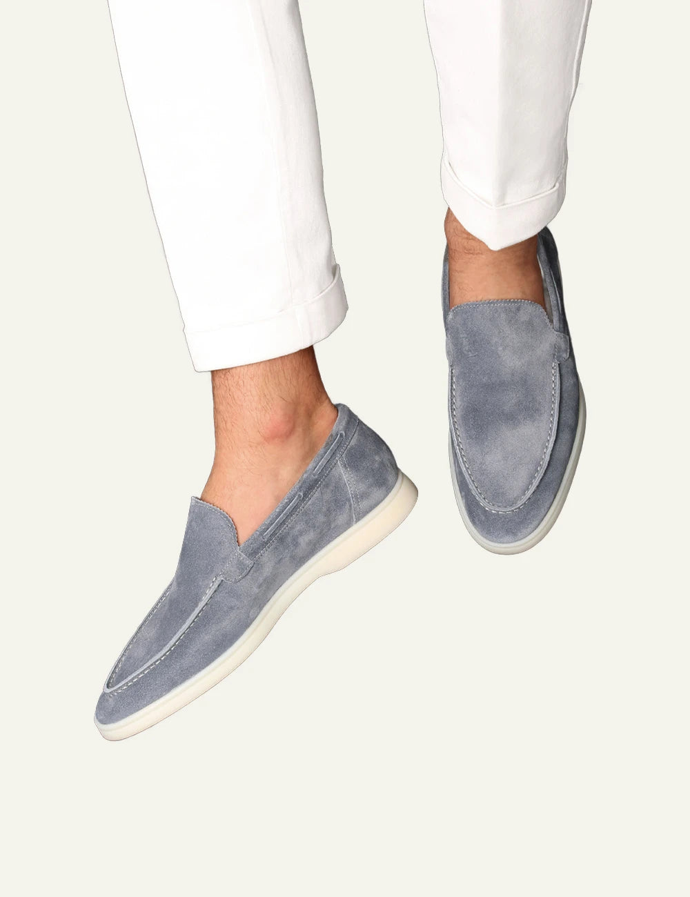 Aurelien Yacht loafers suede light blue model view