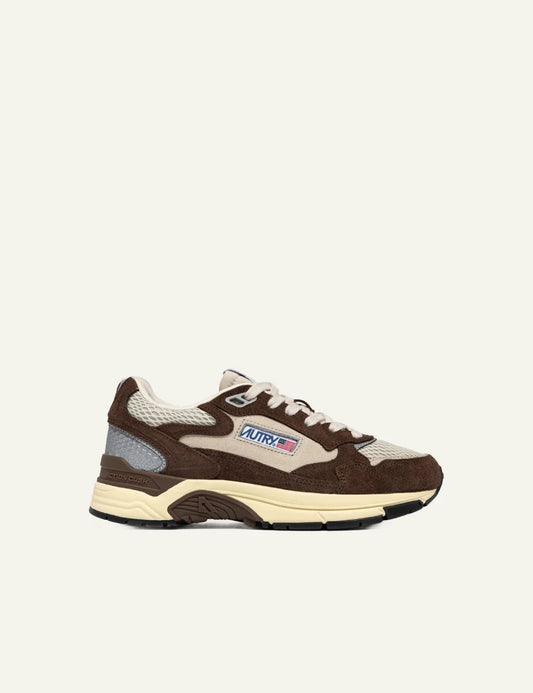 Autry Hyperway sneakers brown beige mesh suede side view