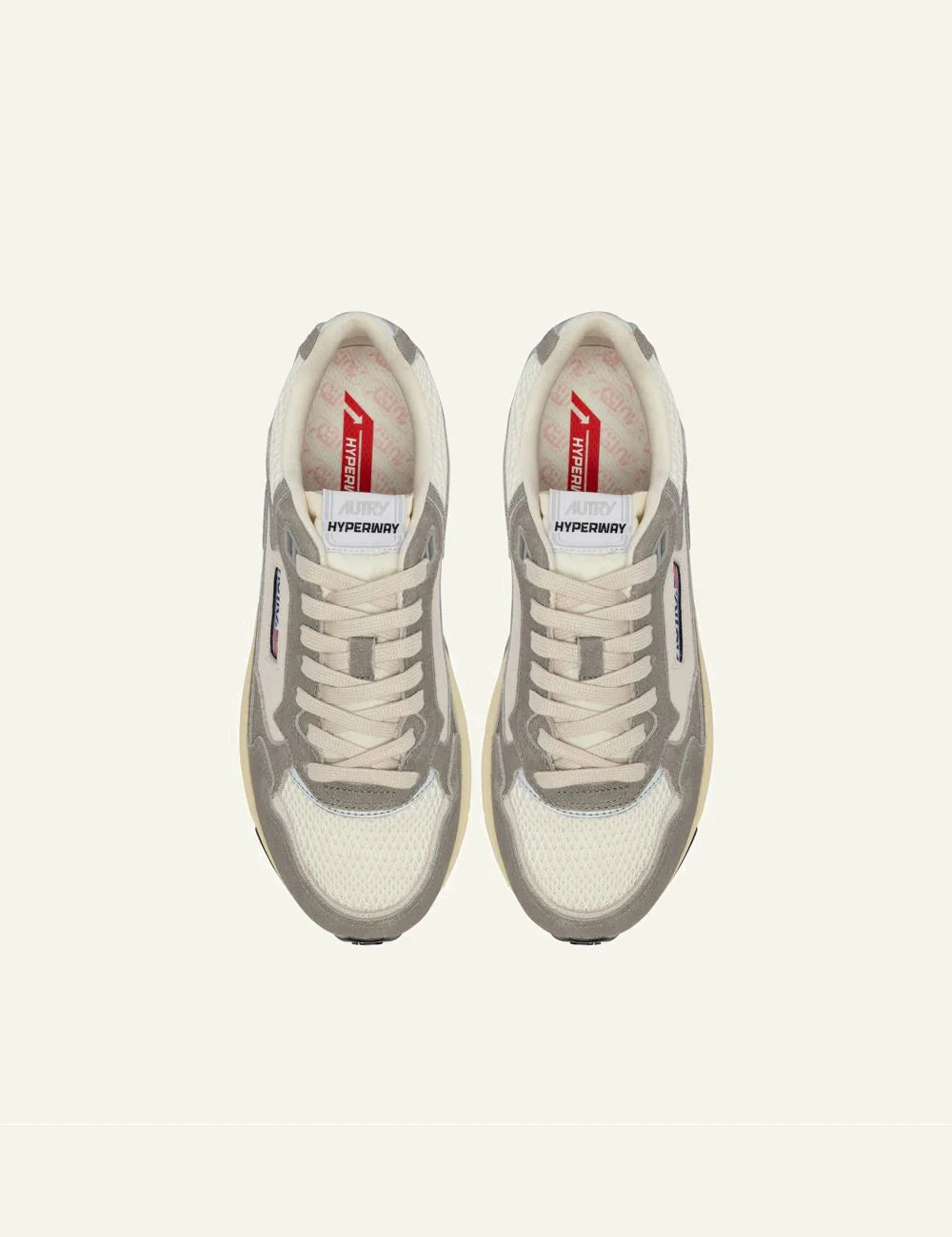 Autry Hyperway sneakers white and lead gray mesh suede HYLM SA05 top view
