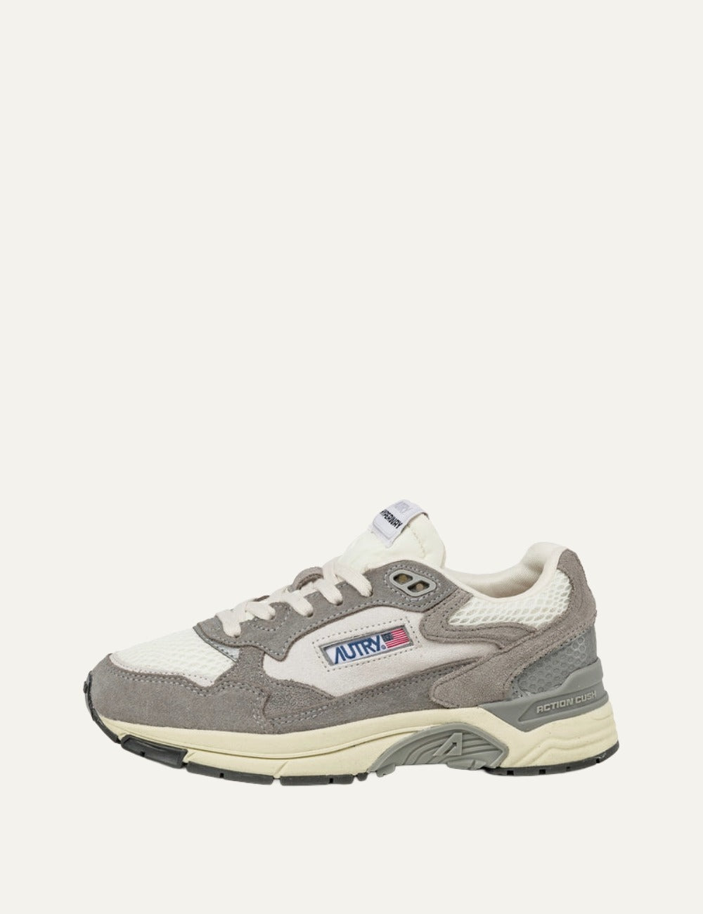 Autry Hyperway sneakers white and lead gray mesh suede HYLM SA05 profil view