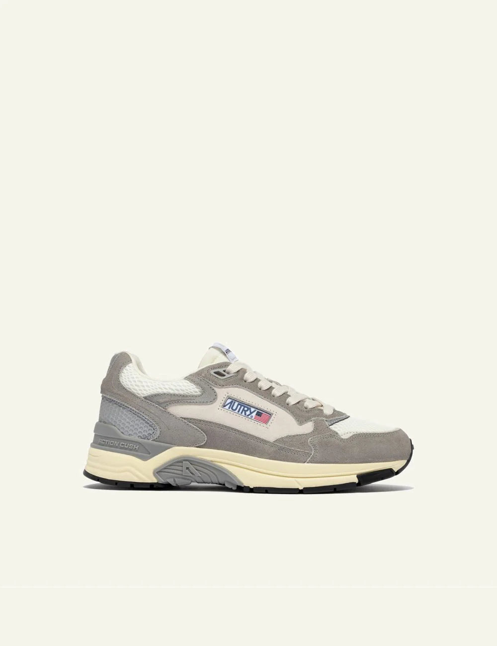 Autry Hyperway sneakers white and lead gray mesh suede HYLM SA05 side view