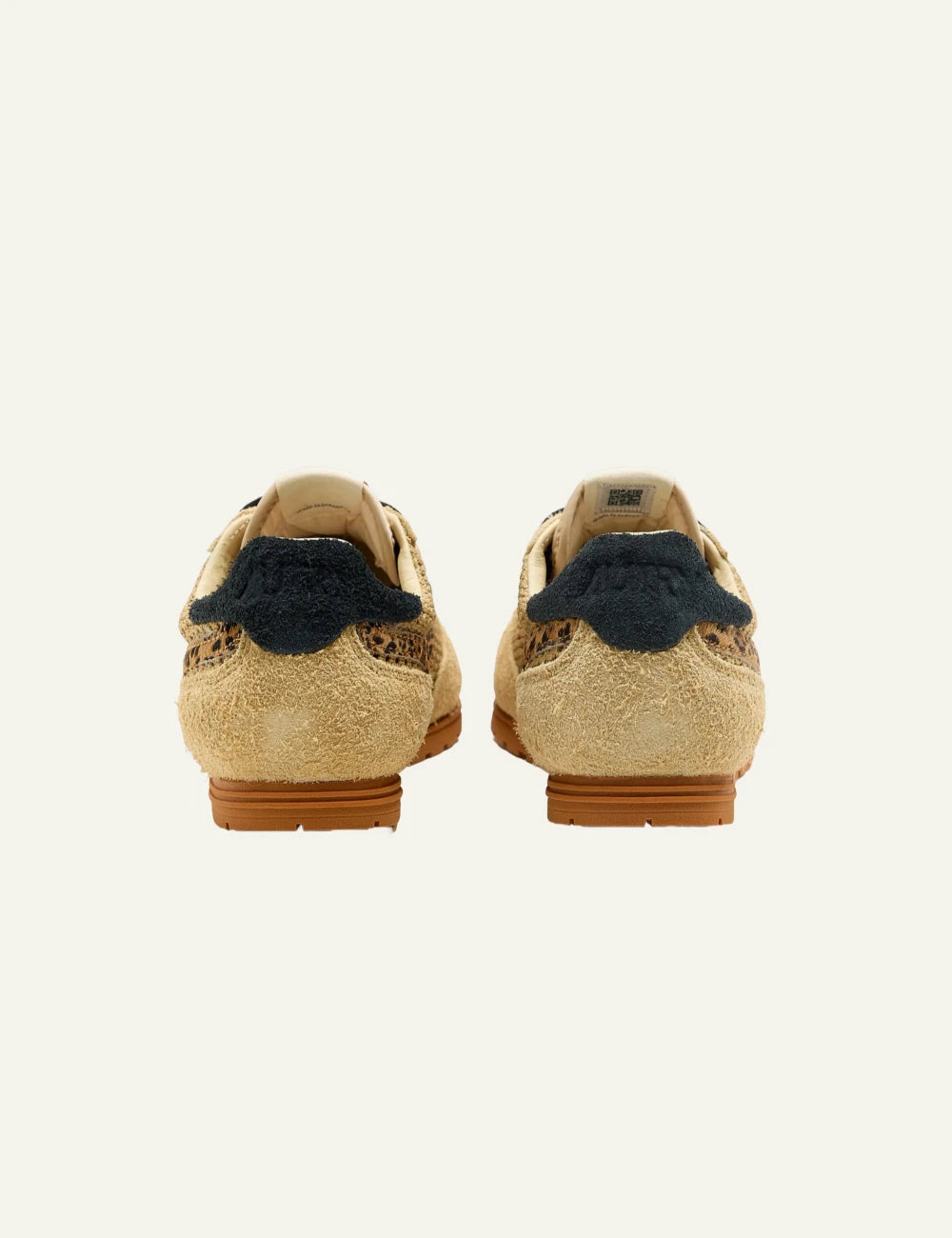 Autry low sneaker beige suede mesh leopard side stripe back pair view