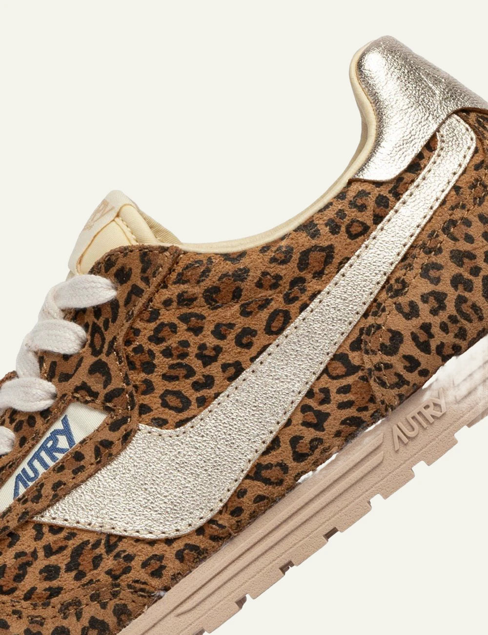 Autry low sneaker leopard suede platinum side stripe side angle