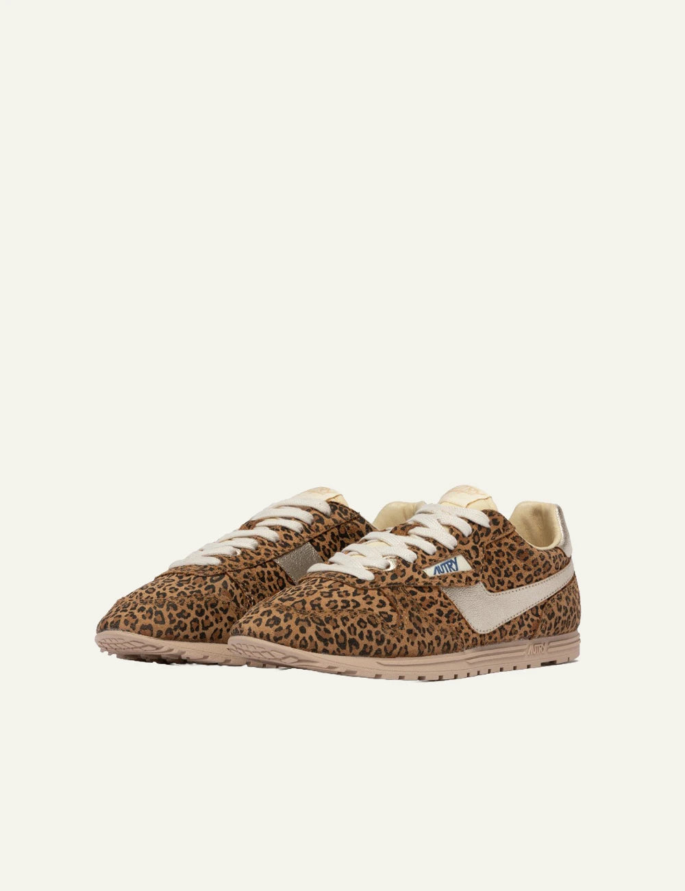 Autry low sneaker leopard suede platinum side stripe side pair view