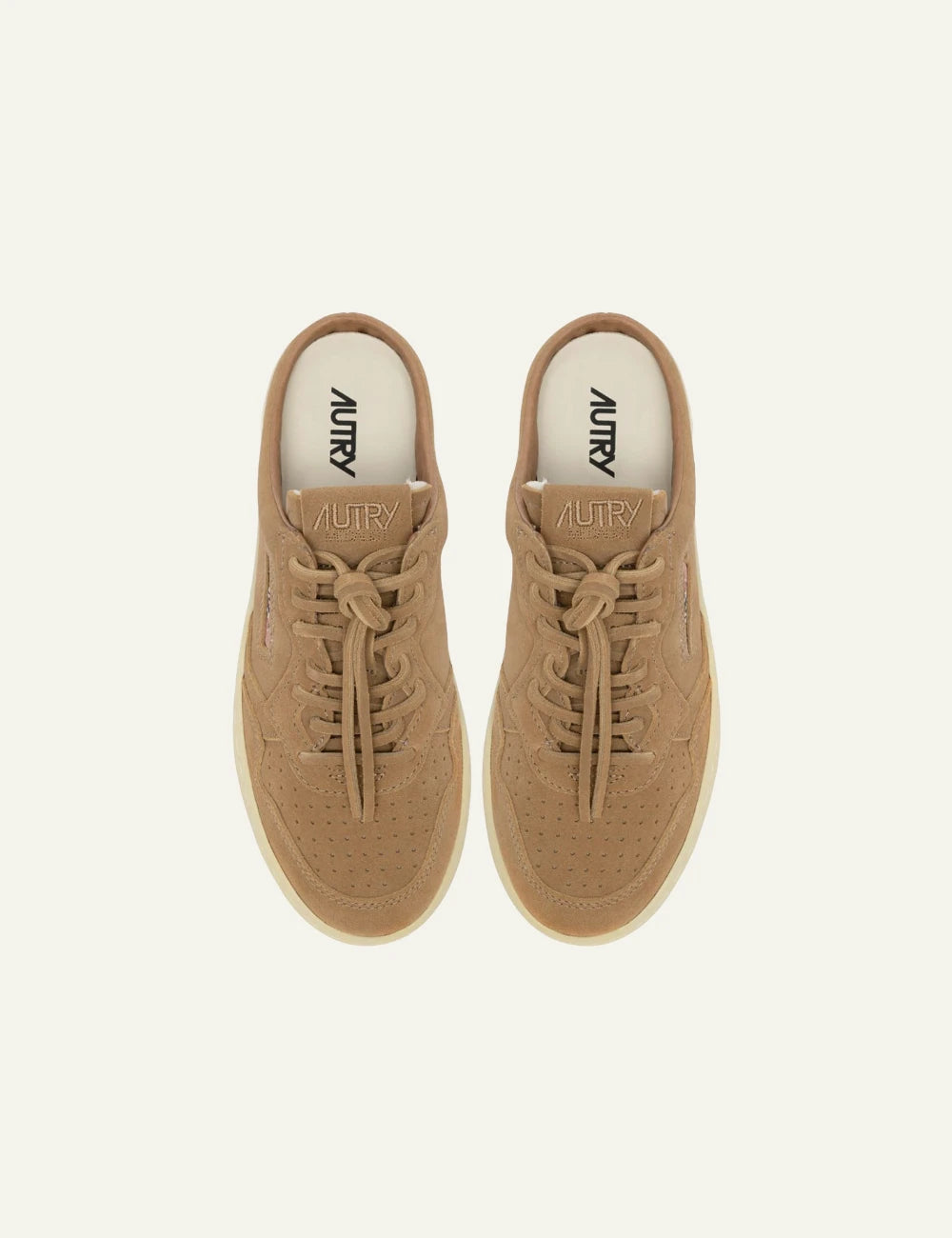 Autry Medalist mule sneakers beige suede top view