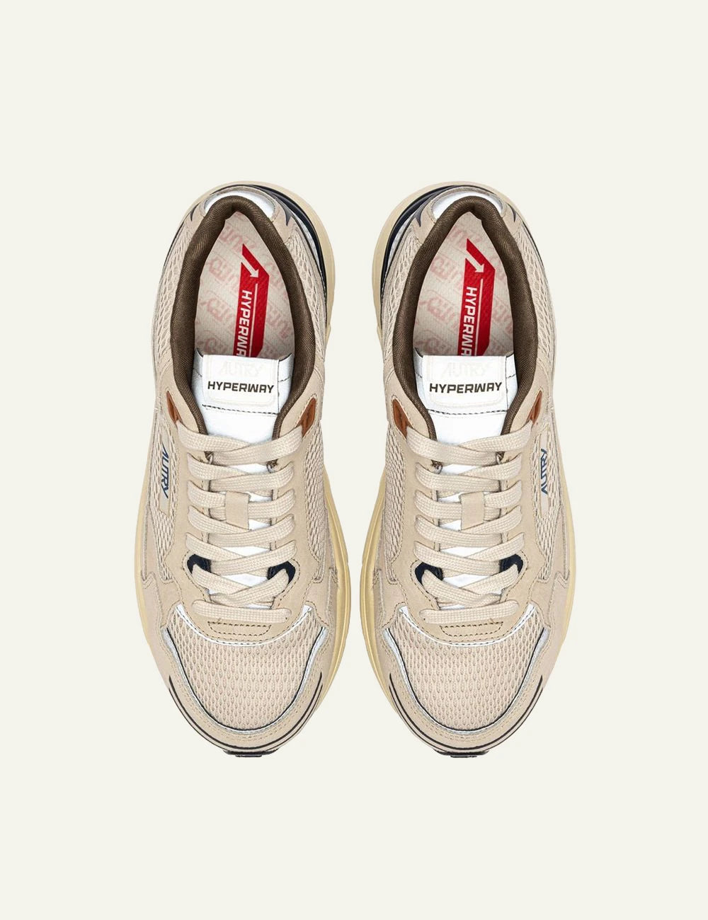  Autry Men’s Beige Suede And Mesh Sneakers With Navy Details top