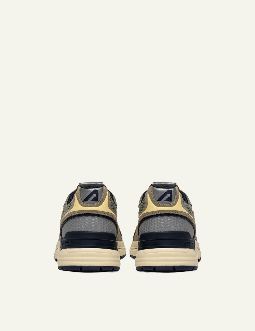 Autry men’s sage green suede and mesh sneakers with navy details back