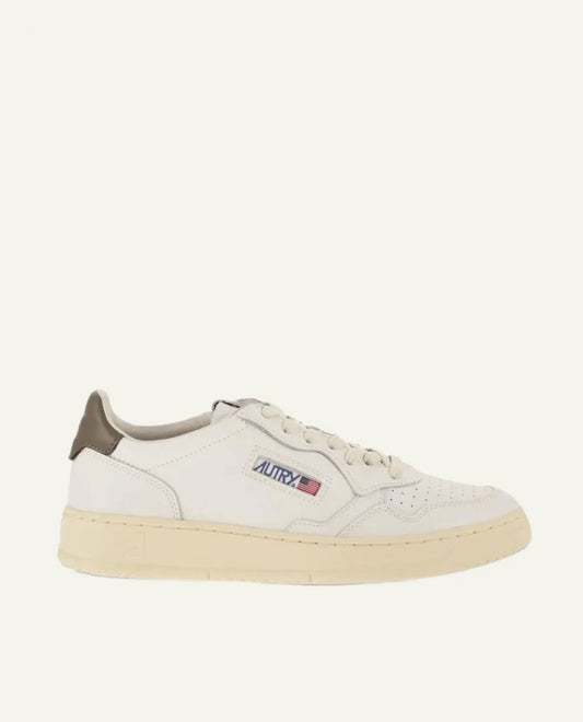 Men's Autry white leather sneakers with brown heel 