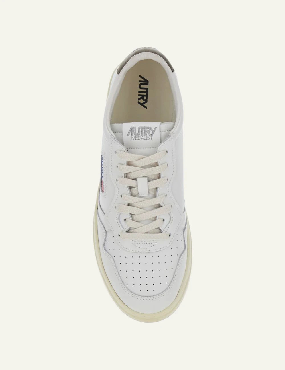 Men's Autry white leather sneakers with brown heel top