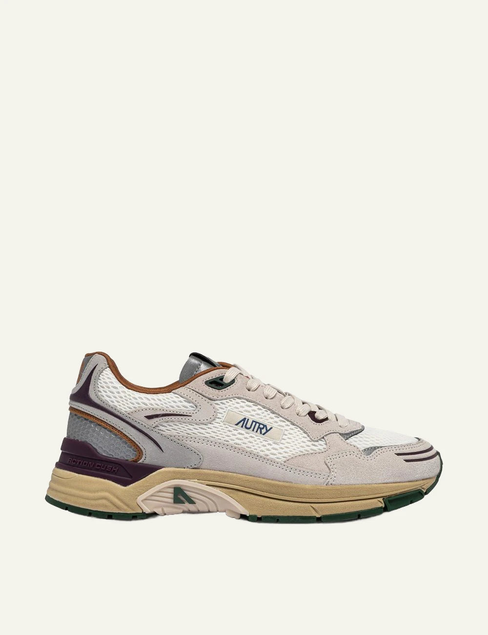 Autry Men’s White Suede And Mesh Sneakers With Burgundy Details