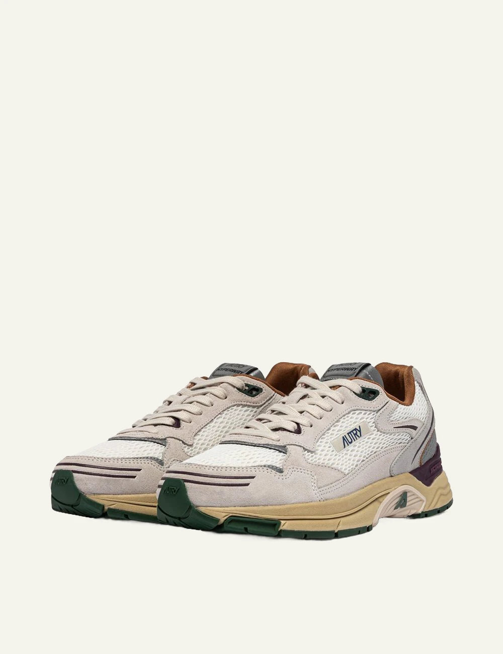 Autry Men’s White Suede And Mesh Sneakers With Burgundy Details profile