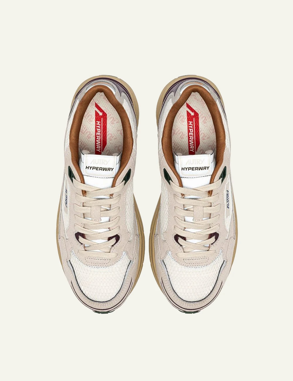 Autry Men’s White Suede And Mesh Sneakers With Burgundy Details top