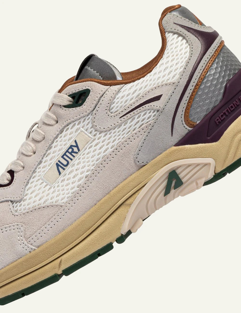 Autry Men’s White Suede And Mesh Sneakers With Burgundy Details logo