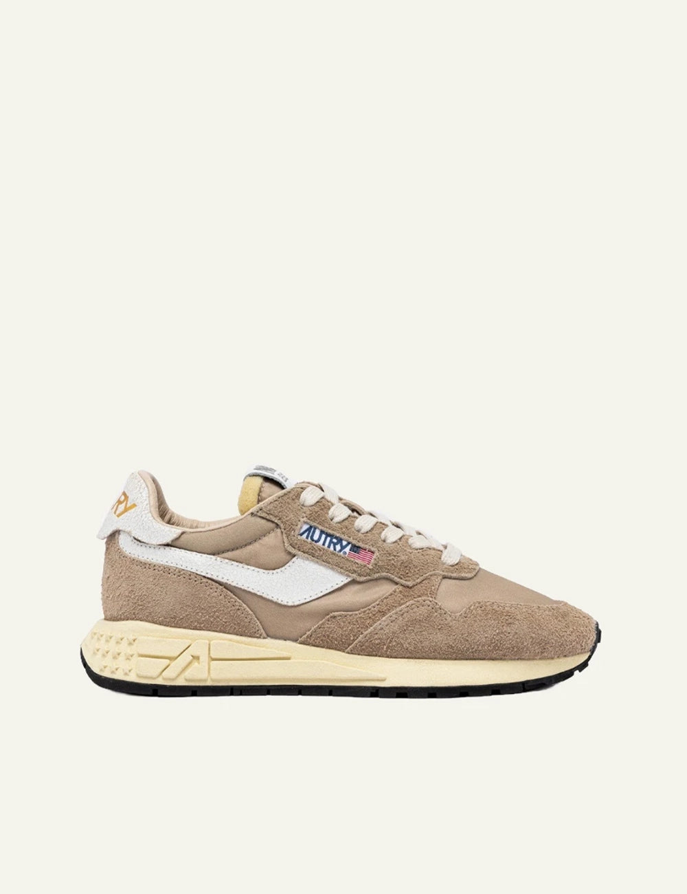 Autry Reelwind low sneaker beige suede nylon side view