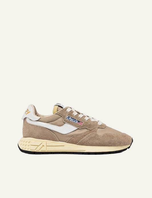 Autry Reelwind low sneaker beige suede nylon side view