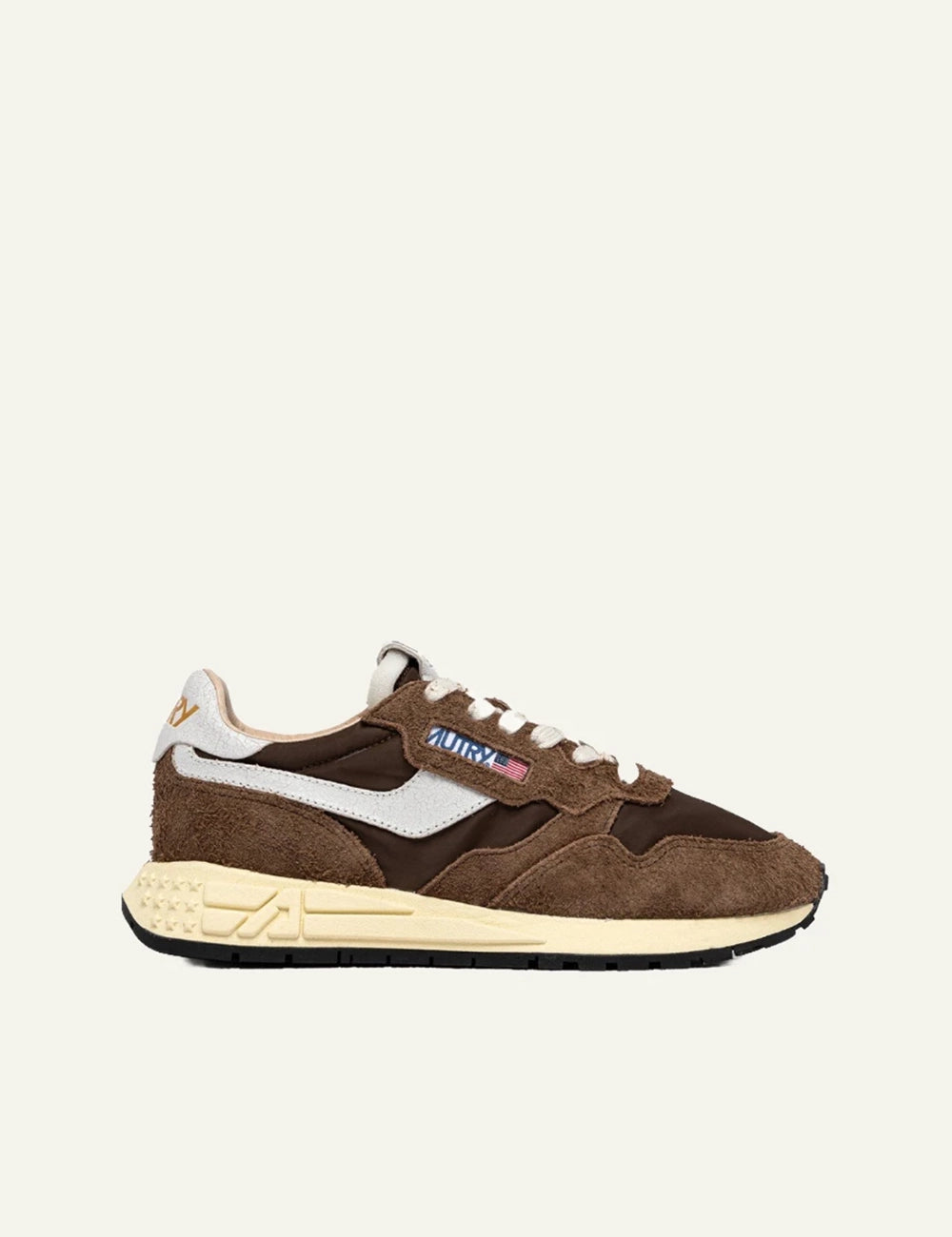 Autry Reelwind low sneaker brown suede nylon side view