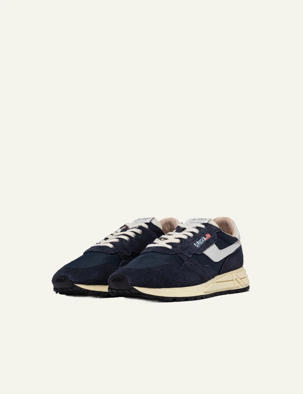 Autry Reelwind low sneaker navy blue suede nylon side pair view