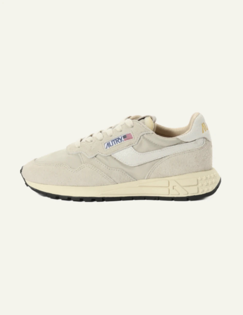 Autry sneakers beige suede nylon leather low profile view