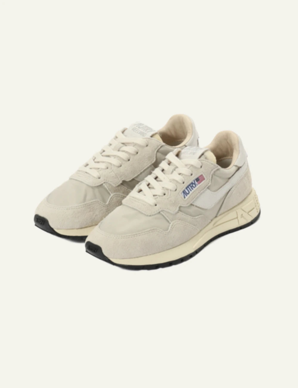 Autry sneakers beige suede nylon leather low angled view