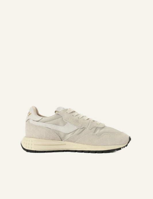 Autry sneakers beige suede nylon leather low top side view