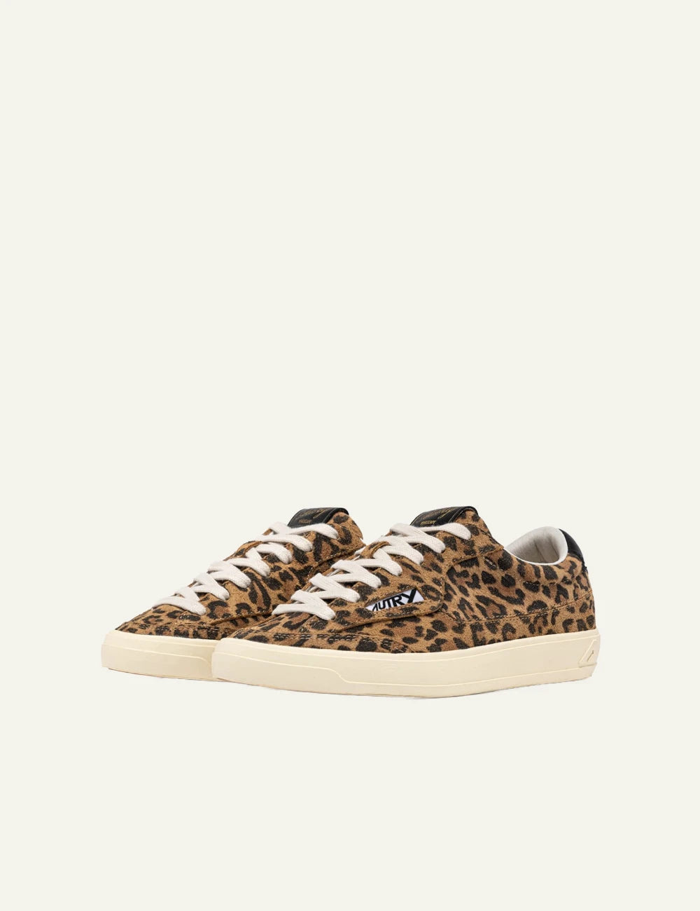 Autry Windscape sneakers leopard suede black heel low top angled view