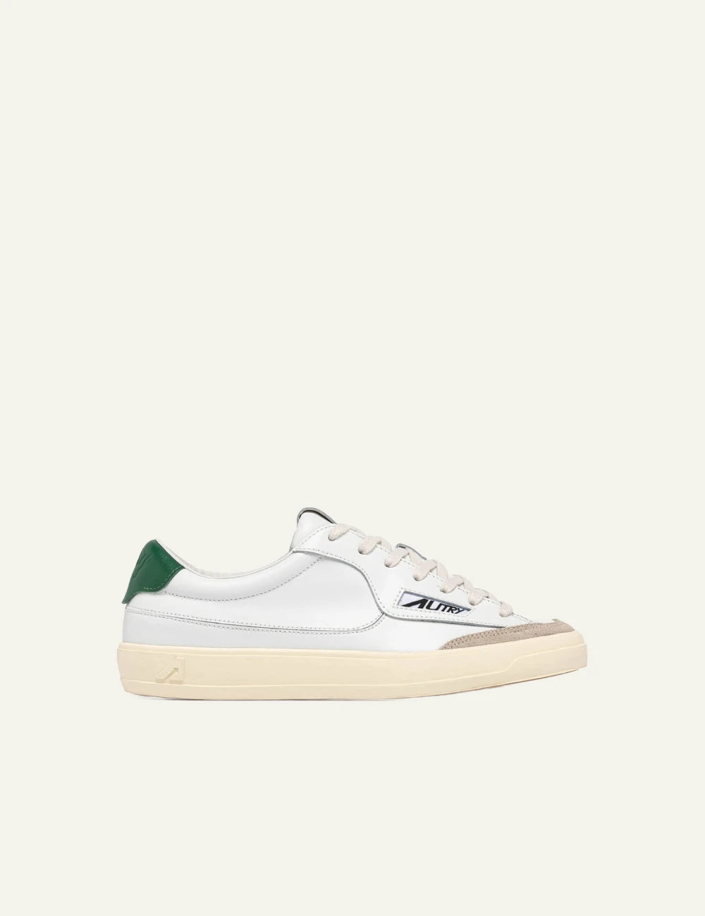 Autry Windscape sneakers white leather green heel low top side view