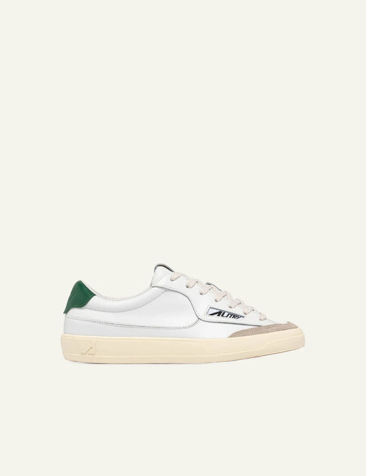 Autry Windscape sneakers white leather green heel low top side view