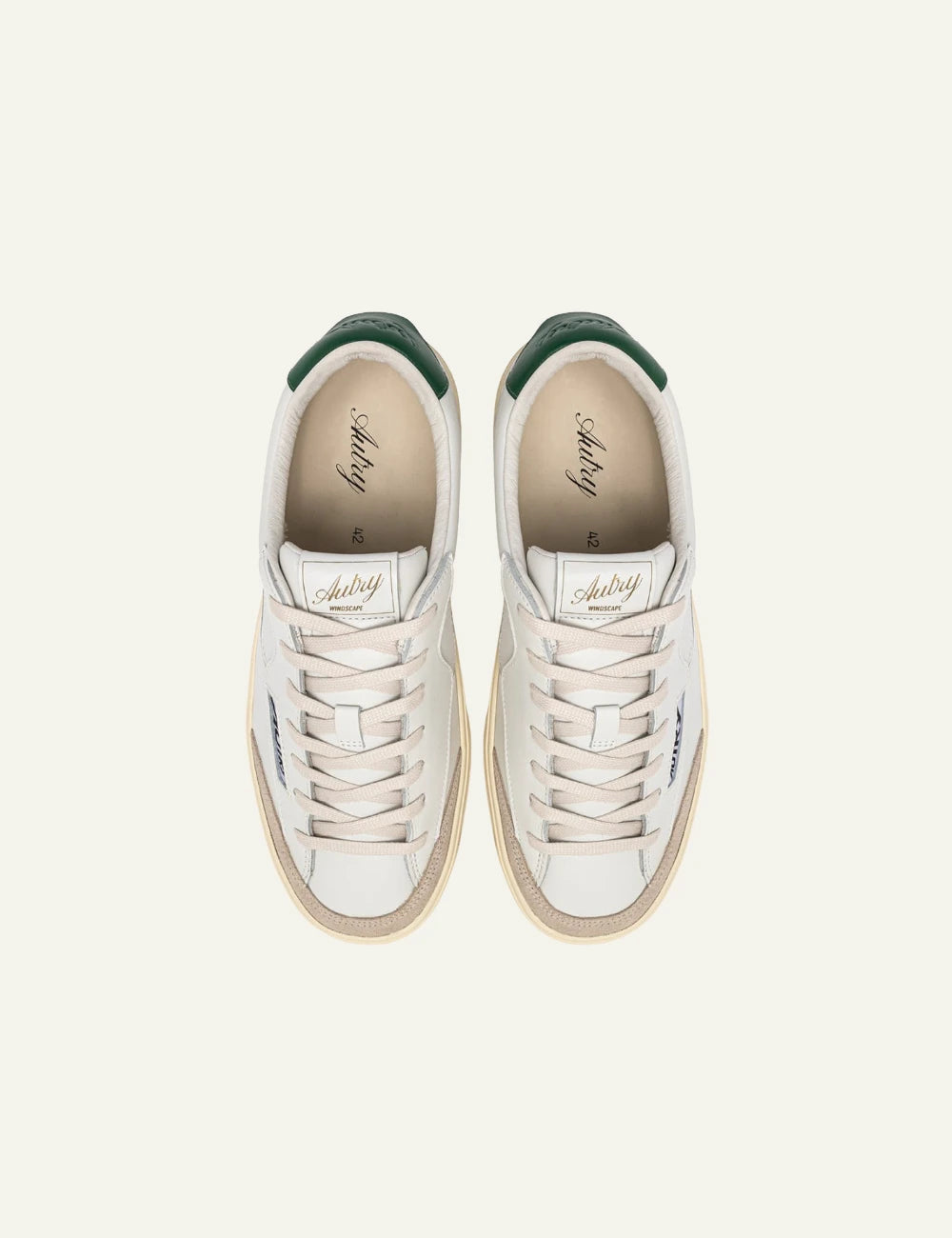 Autry Windscape sneakers white leather green heel low top  view