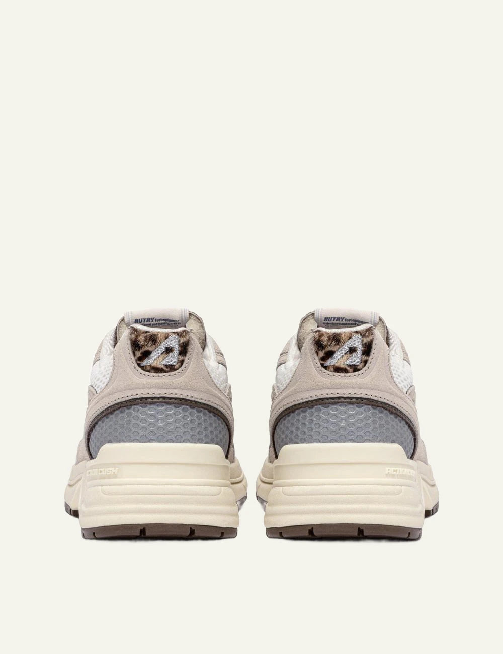 Autry women's black Hyperway&nbsp; suede and mesh sneakers marshmallow leopard back