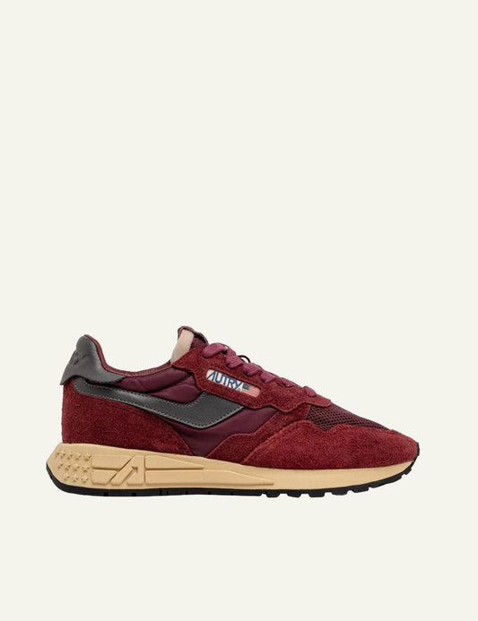 Women's Autry Reelwind burgundy suede leather and mesh sneakers with beige rubber sole
