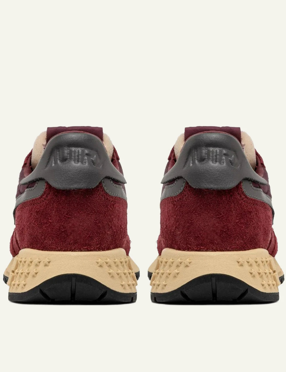 Women's Autry Reelwind burgundy suede leather and mesh sneakers with beige rubber back
