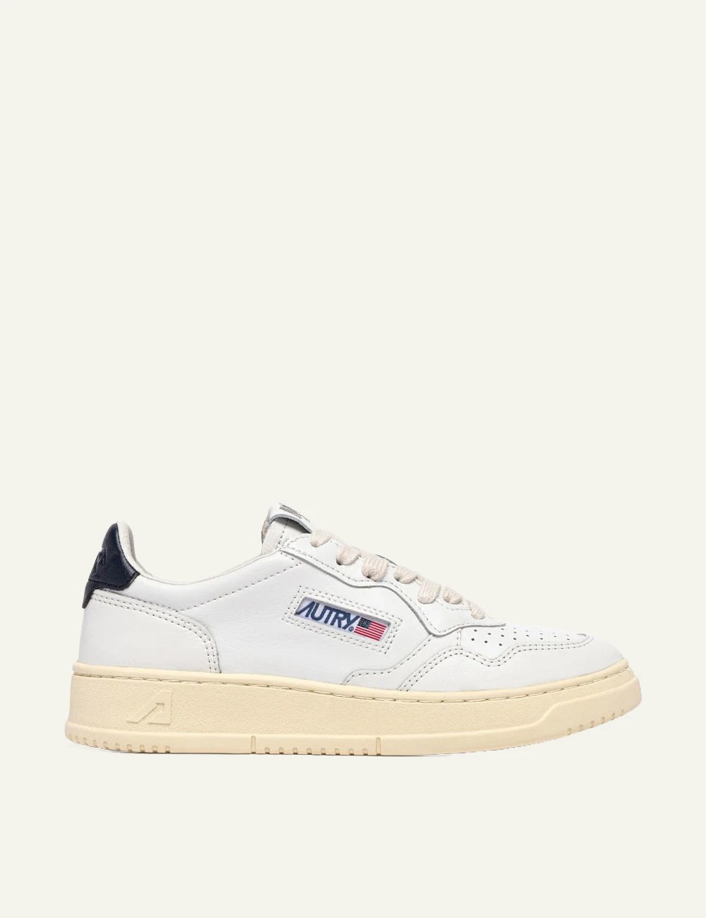Autry women’s white leather sneakers with blue heel detail