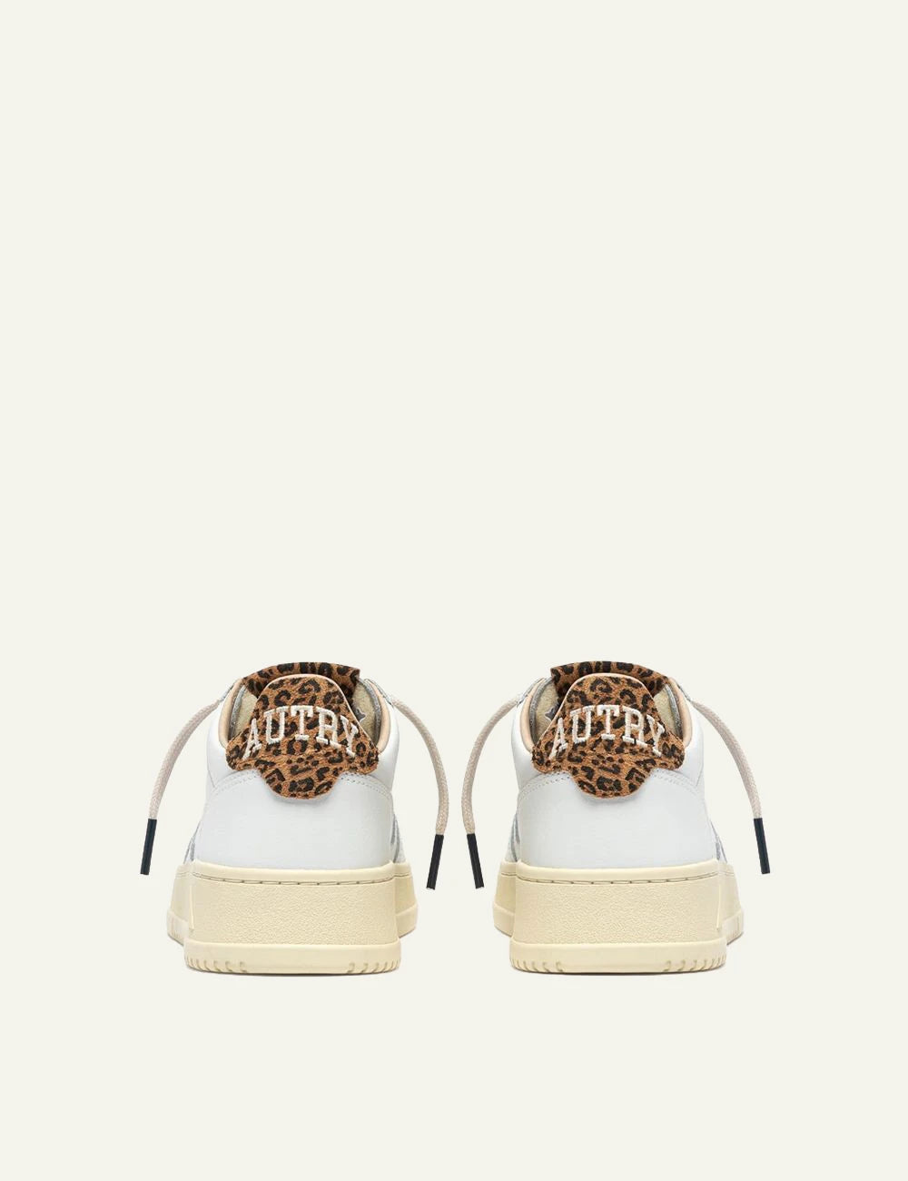 Autry women’s white leather sneakers with leopard-print suede details back
