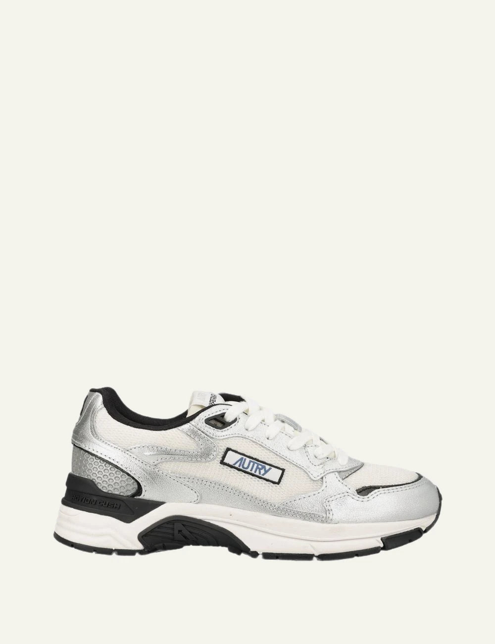 Autry women’s white and silver Hyperway sneakers with black details