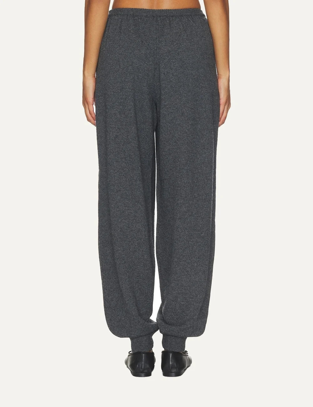 Women's Aya Muse dark grey knit pants in wool, viscose and cashmere blend with elasticated waist and ankle cuffs back