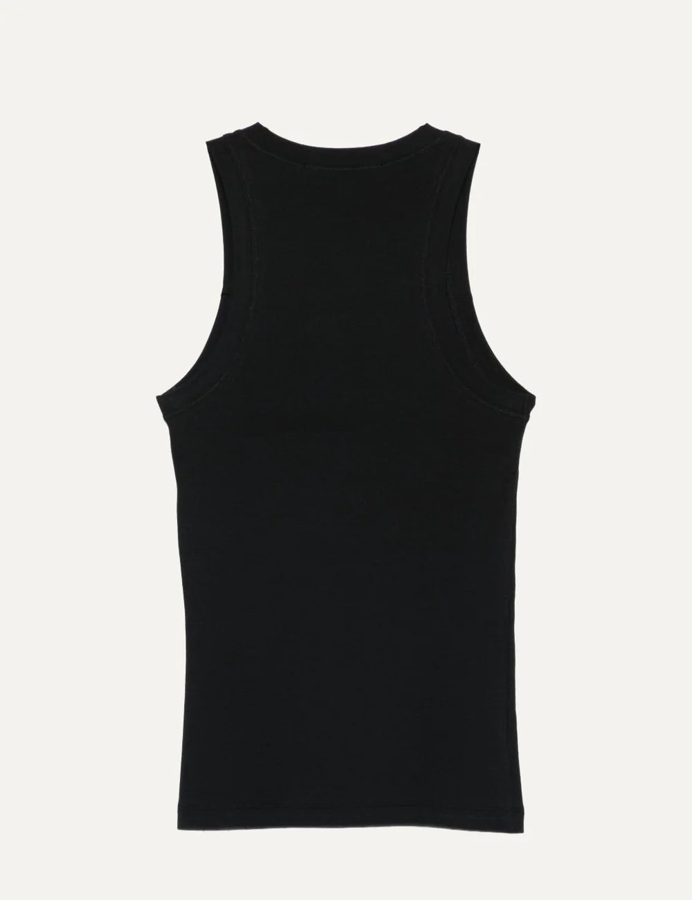 Women's Aya Muse black sleeveless ribbed tank top crafted from organic cotton blend with a fitted silhouette and round neckline back