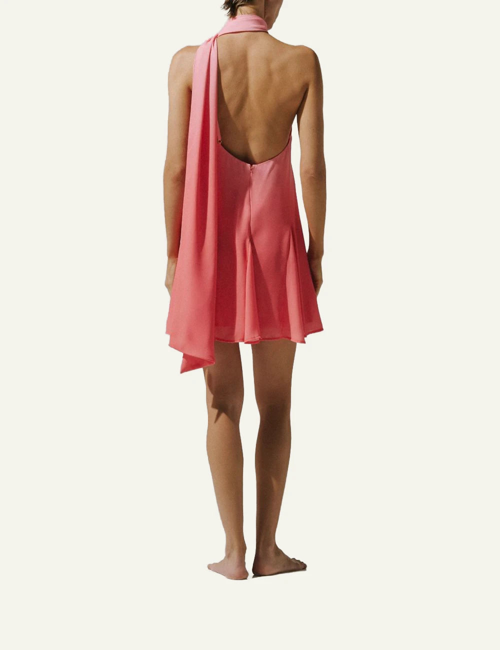 Baobab Ari mini dress coralina one shoulder ombre back view