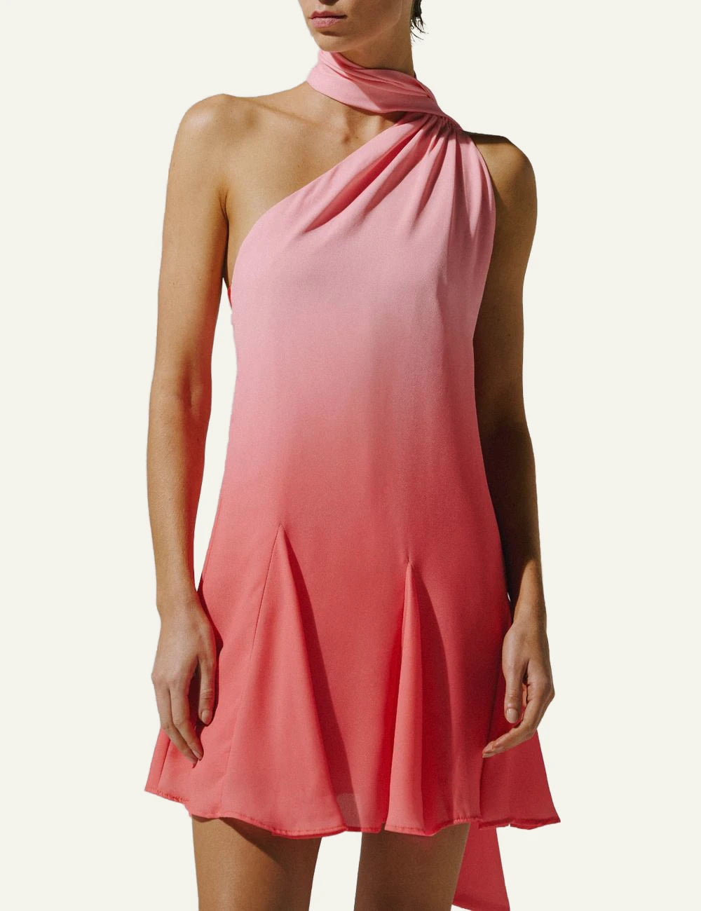 Baobab Ari mini dress coralina one shoulder ombre front view