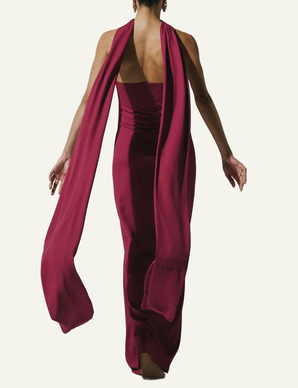 Baobab Athena maxi dress burgundy sweetheart neckline back view