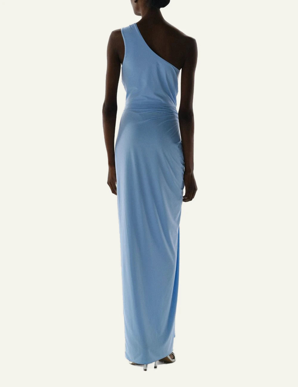 Baobab Canoa maxi dress cielo de puna one shoulder knot back view