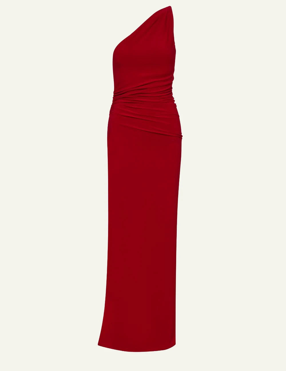Baobab Celele maxi dress rojo inti one shoulder ruched product shot
