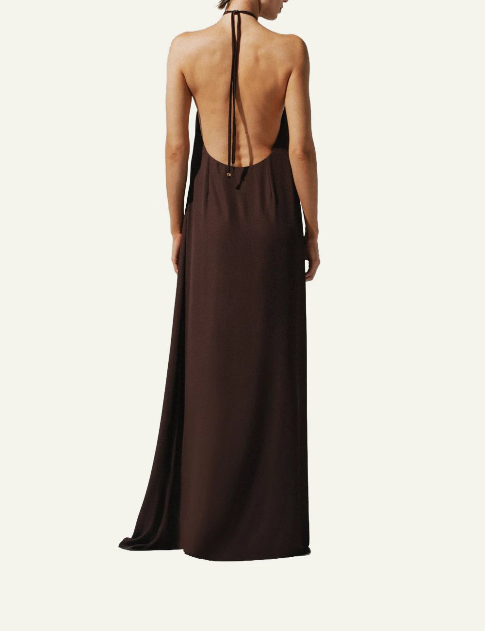 Baobab Flora maxi dress cocoa halter open back back view