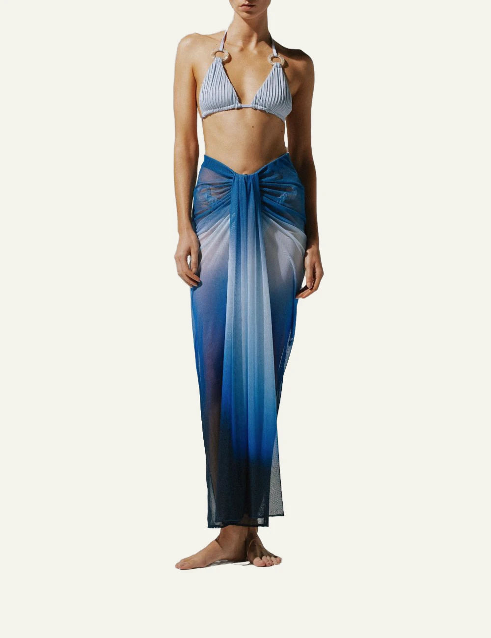Baobab Nia maxi skirt marine blue mesh ombre front view