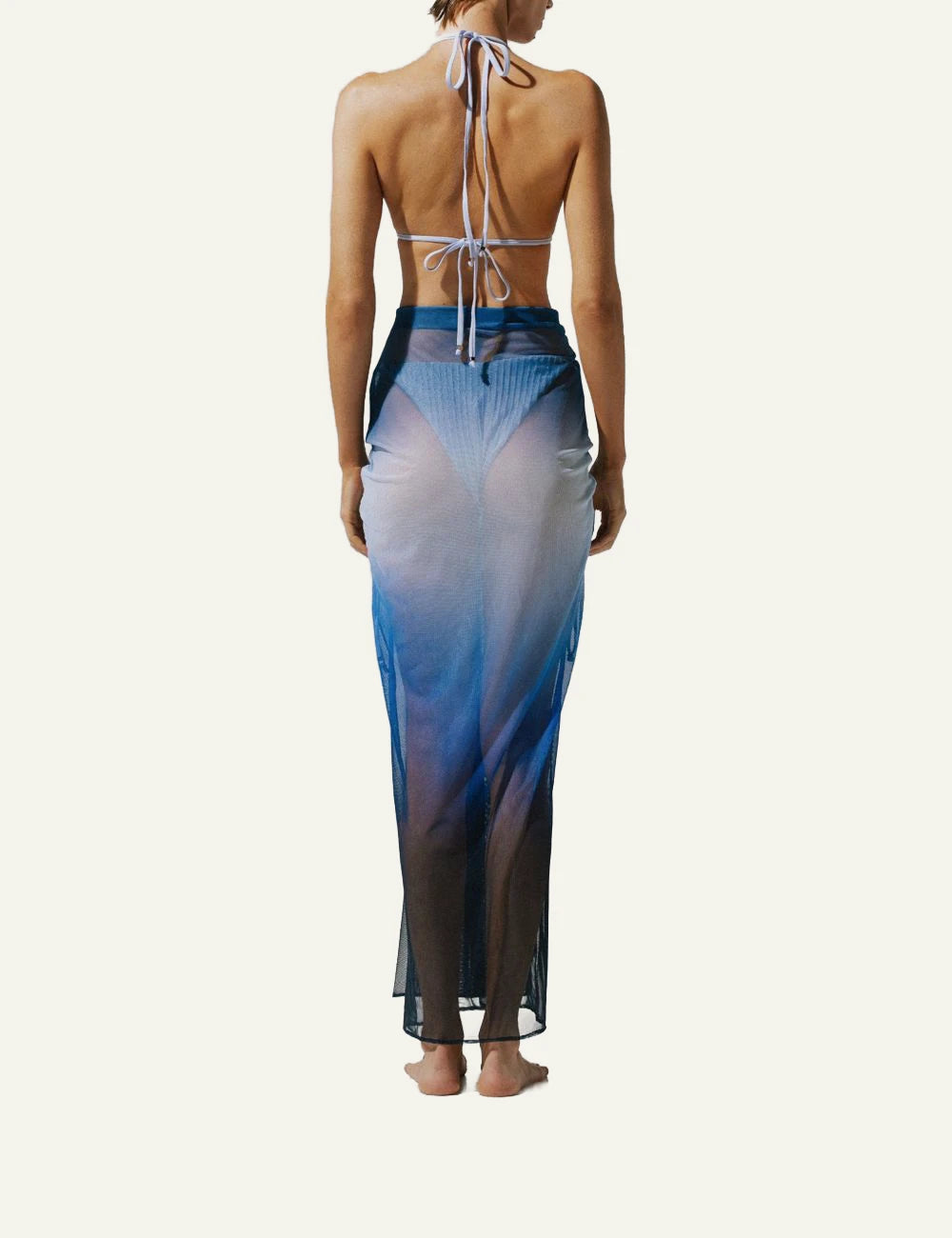 Baobab Nia maxi skirt marine blue mesh ombre back view