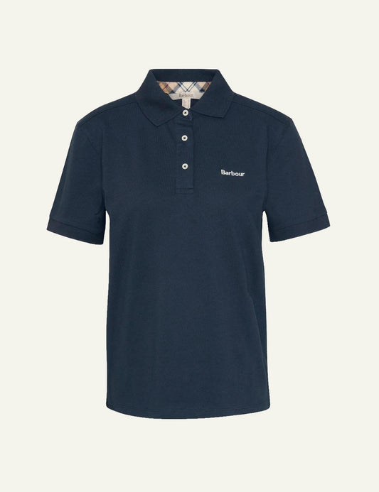 barbour bowford polo navy cotton slim fit logo chest front view