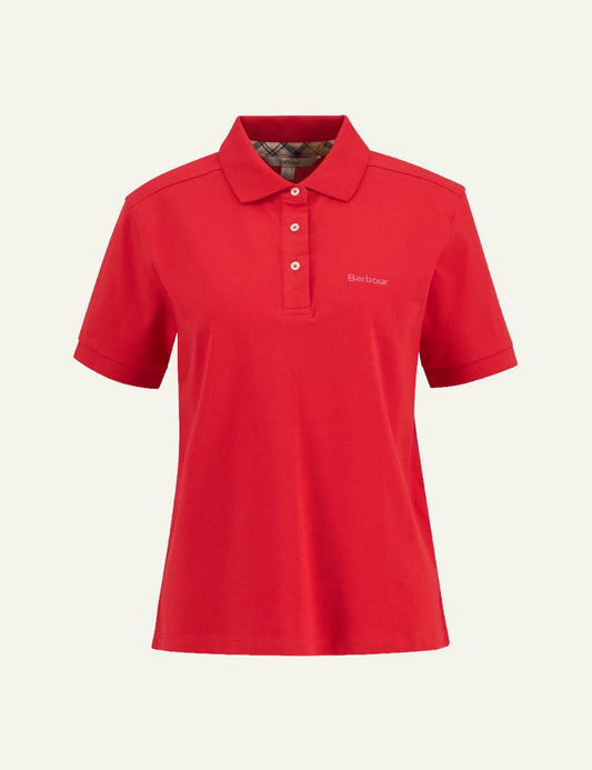 barbour bowford polo red cotton slim fit logo chest front view