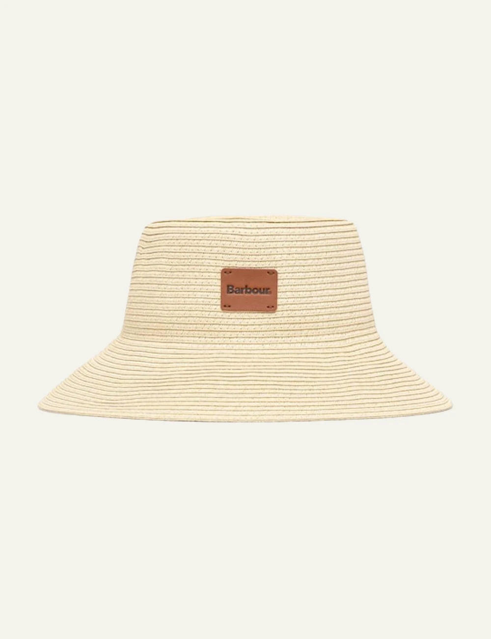 barbour bucket hat beige with logo patch front view